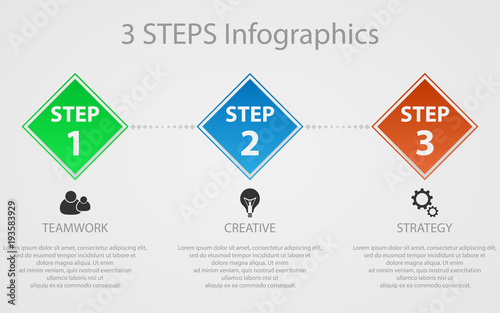 Business infographics, three steps of a successful business. Infographic elements, corporate work.
