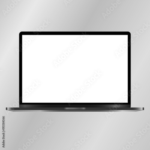 Realistic Laptop mockup Device with white Screen Isolated on grey Background. Notebook. Opened notebook/laptop