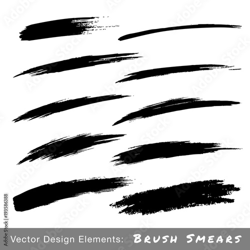 Set of Hand Drawn Grunge Brush Smears. Vector illustration