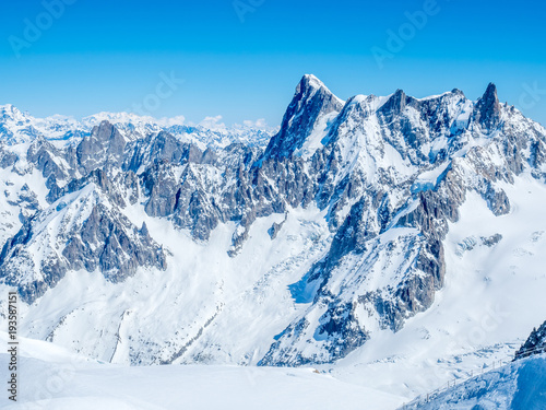 Mont Blanc mountain peak in Chamonix, France