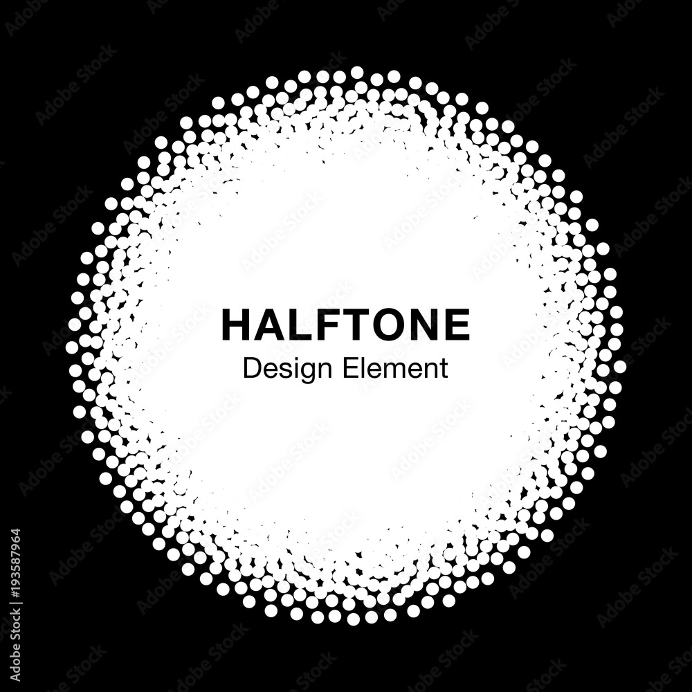 White Abstract Halftone Dots Circle. Circular Frame Background. Vector illustration White Abstract Halftone Dots Circle. Circular Frame Background. Vector illustration
