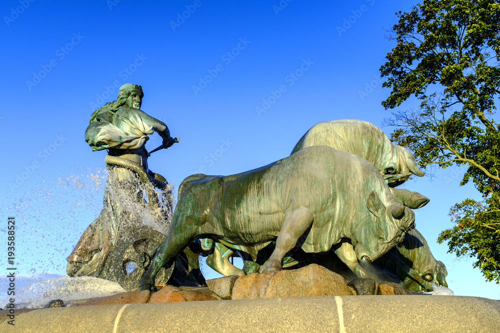Denmark - Zealand region - Copenhagen - statue and fountain of Nordic goddess Gefion in city center Denmark - Zealand region - Copenhagen - statue and fountain of Nordic goddess Gefion in city center