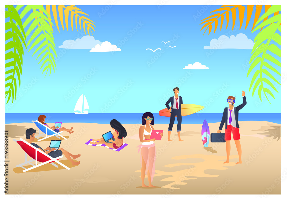 Business Summer Vacations Vector Illustration