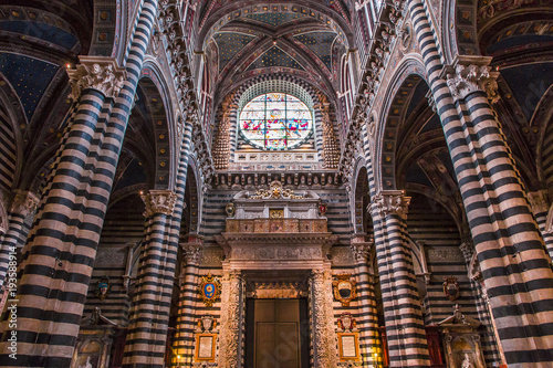 interiors and decors of Siena cathedral, Siena, Italy