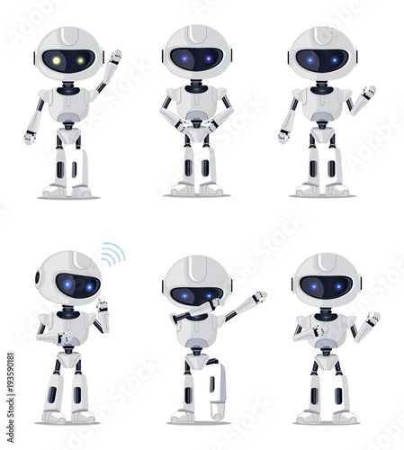 Six Pretty Ai Machines Isolated on White Backdrop