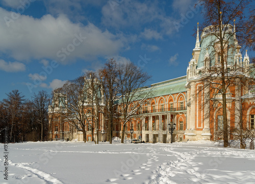 The palace complex "Tsaritsino", winter. Russia Moscow.