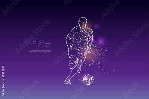 The particles and line dot of football player motion