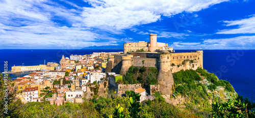 View of beautiful coastal town Gaeta with Aragonese castle. Landmarks of Italy, Lazio