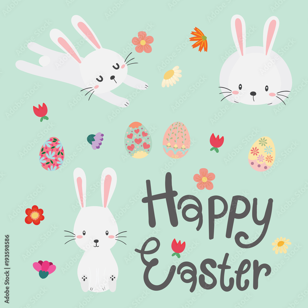 Happy Easter Bunny. Vector illustration for Easter greeting card.