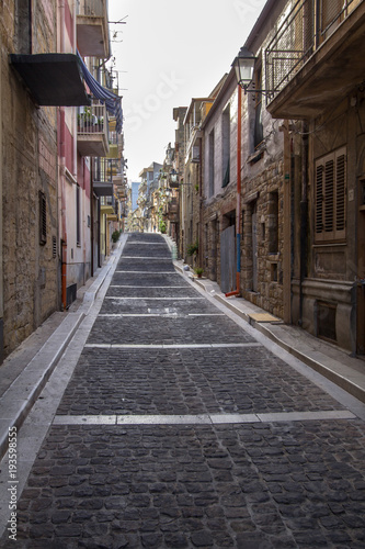 Narrow street of Lascari in Sicily  Italy