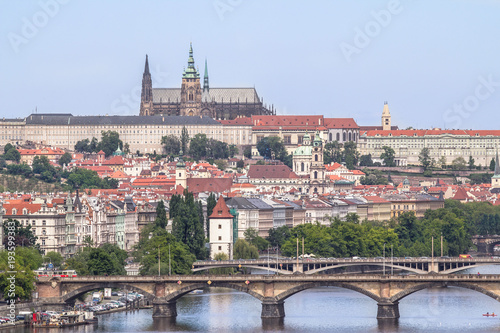 Aerial view of the Old Town and Charles Bridge in Prague, Czech Republic