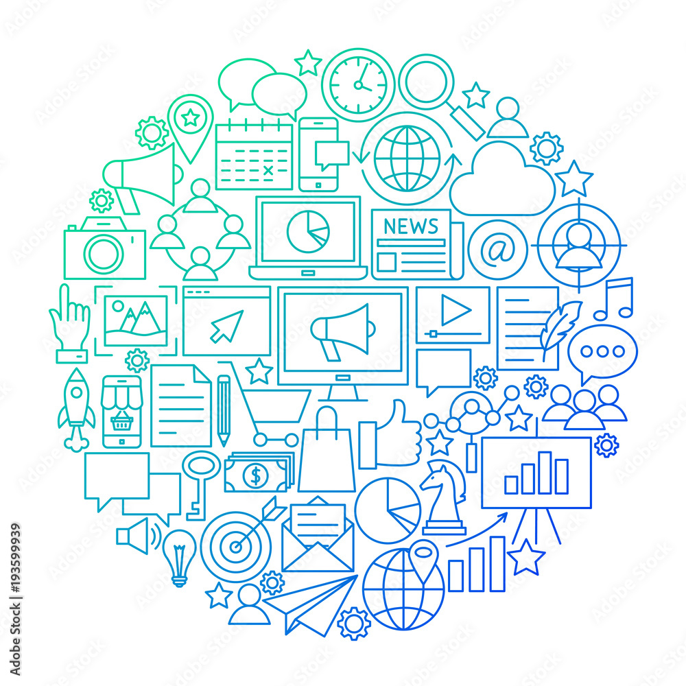 Marketing Line Icon Circle Design Marketing Line Icon Circle Design