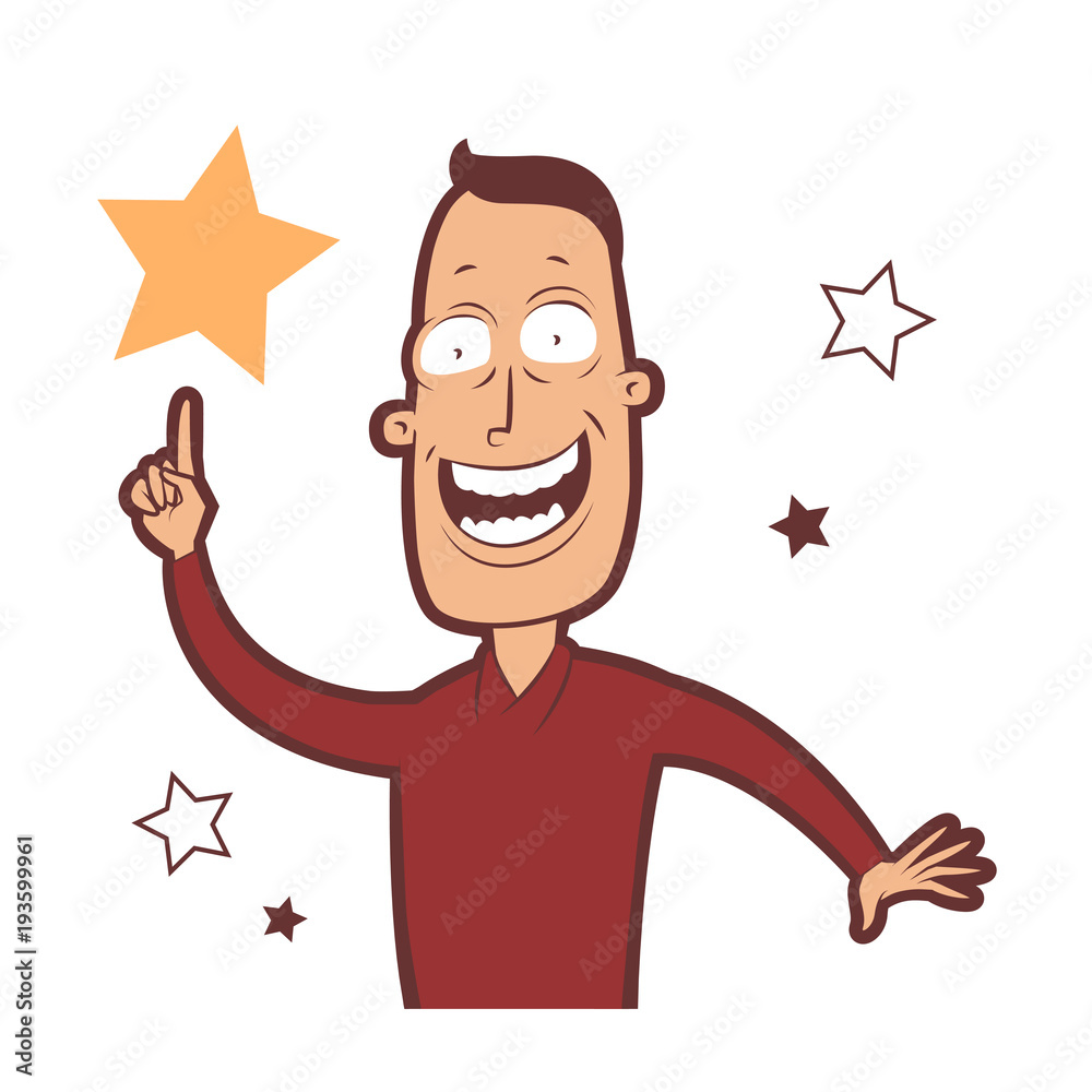 Happy successful man got an idea