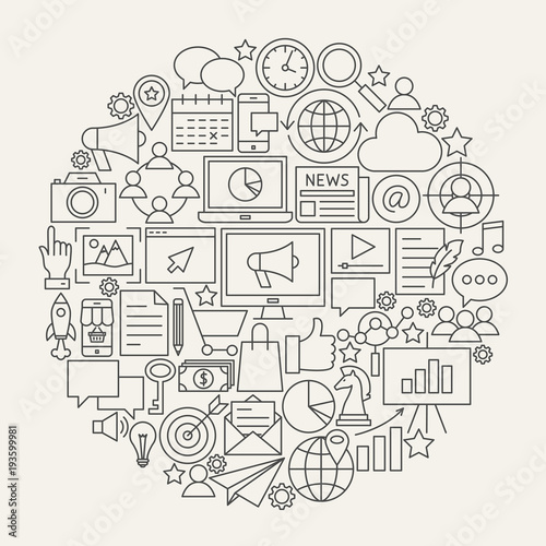Marketing Line Icons Circle