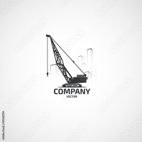 Vector boom crane and buildings logo.