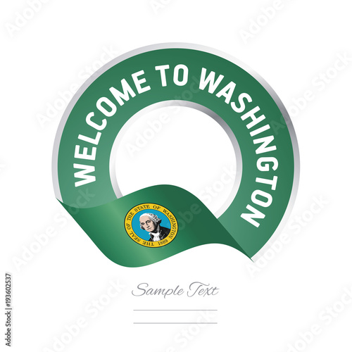 Welcome to Washington USA flag ribbon travel logo icon stamp