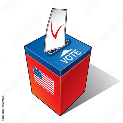 Ballot box with the flag of the USA