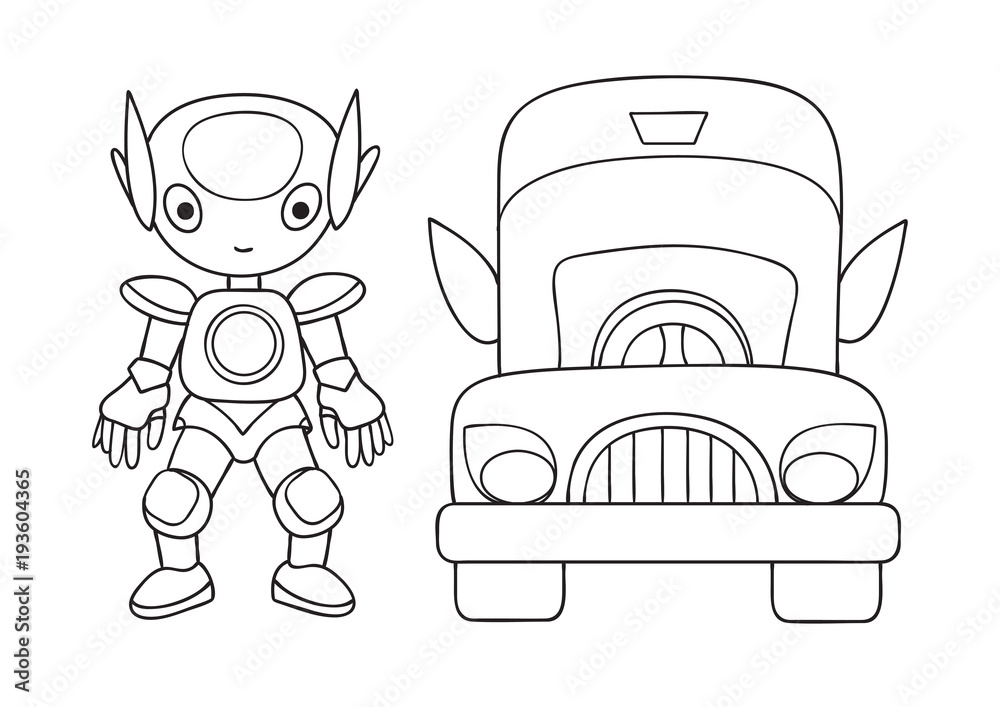Premium Vector  Coloring pages for kids a4 page robot theme