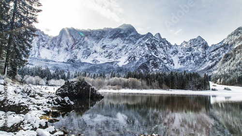 first snow at the mountain lake © zakaz86