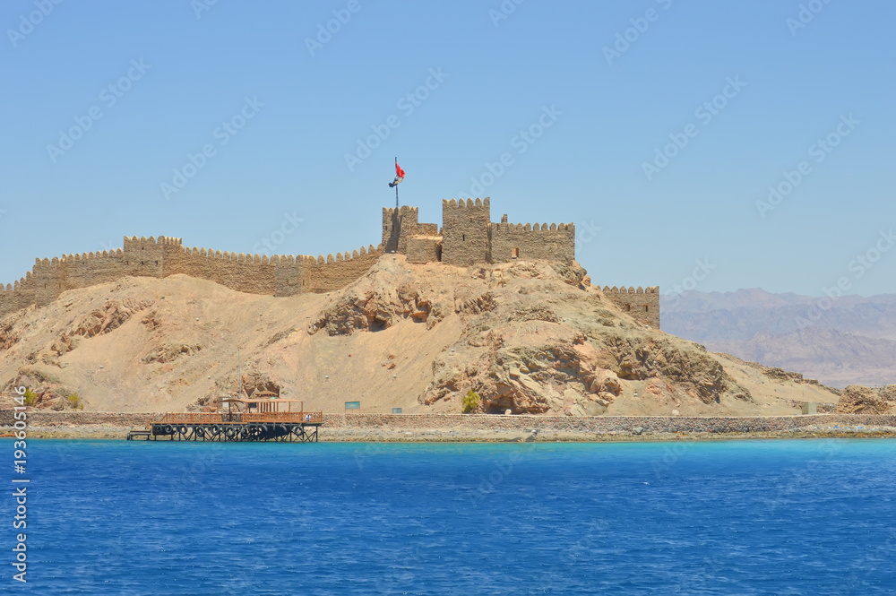 Pharaoh Island, the ruins of an ancient fortress built to protect pilgrims who traveled to St. Catherine's Monastery from Jerusalem, Taba, Egypt