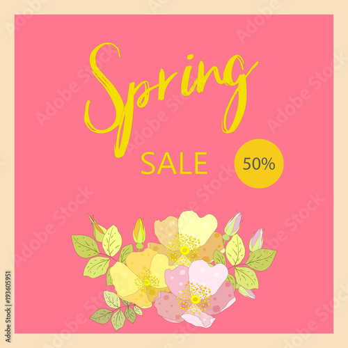 Spring Sale Banner, Sale Poster, Sale Flyer, Sale Vector. Vector illustration.