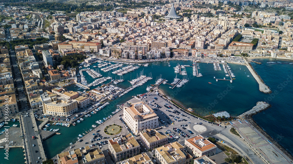 The Anciant town of Syracuse in Sicily South Italy from the sky