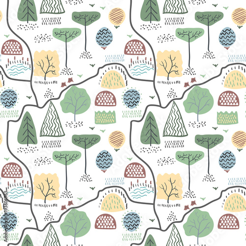 Forest seamless pattern. Vector illustration.