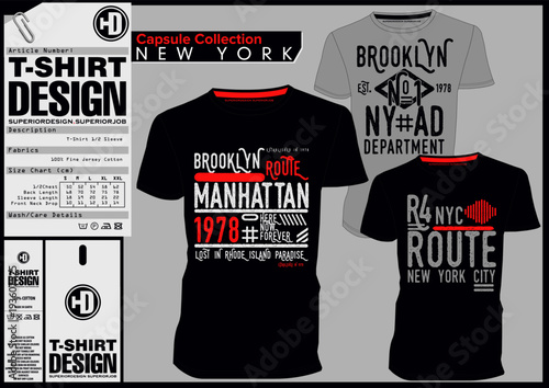 NYC / NEW YORK DISTRICT / Stock Vector Illustration: T-Shirt Design / Print Design