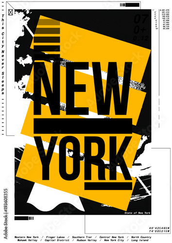 NYC / NEW YORK DISTRICT / Stock Vector Illustration: T-Shirt Design / Print Design