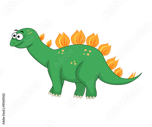 Cute cartoon stegosaurus. Vector illustration of dinosaur isolat