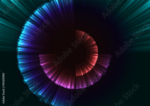rainbow abstract curve shell template, radar digital overlap layer line, technology background, vector illustration
