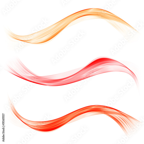 Set abstract color wave. Color smoke wave. Transparent wave. Abstract smooth wave vector. Red wave. Wave orange.