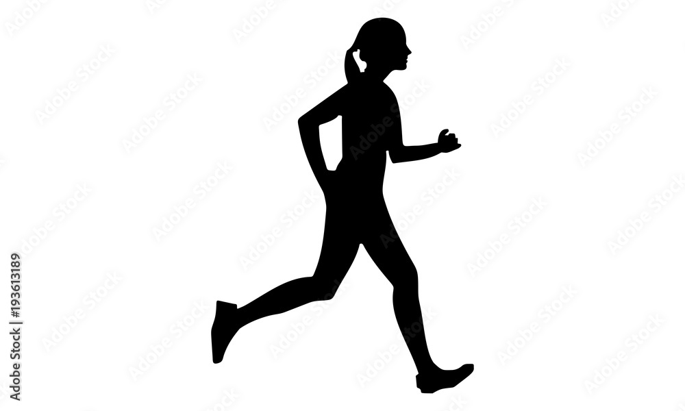 silhouette girl is running