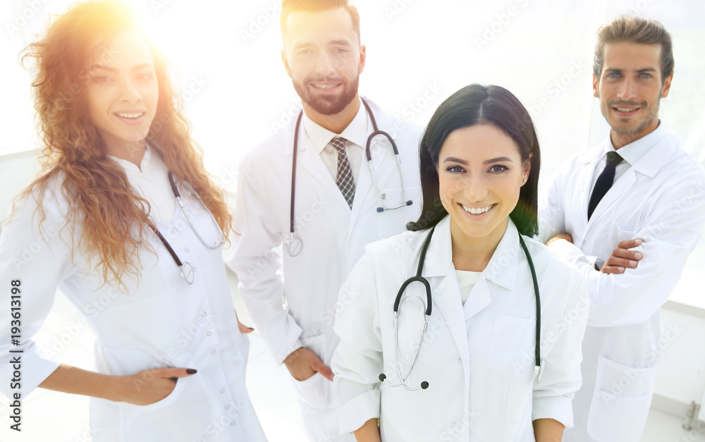 group of medical workers portrait in hospital