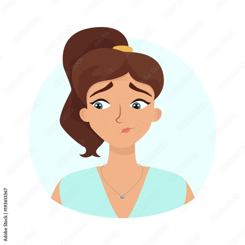 Upset face expression. Vector flat illustration. Upset face expression. Vector flat illustration.