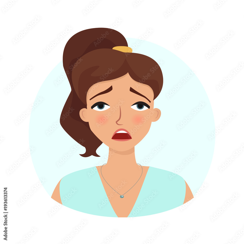 Tired face expression. Vector flat illustration. Tired face expression. Vector flat illustration.