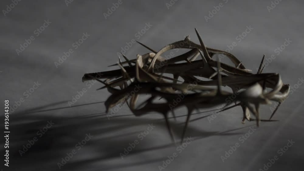 Time lapse of the Jesus Crown of thorns as light shifts. Passion style footage of Easter scenes