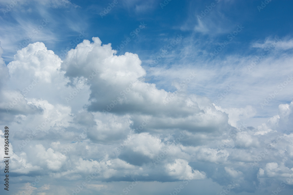 Obraz premium Blue sky with a cloud close-up. Background.