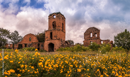 Old castle ruins, Ruins of the Korets castle, Rivne region, Ukraine