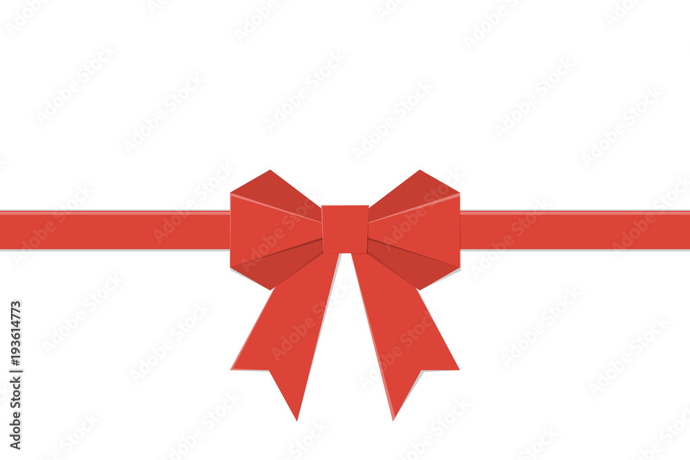 Red bow isolated on white background. Vector illustration flat d Red bow isolated on white background. Vector illustration flat d