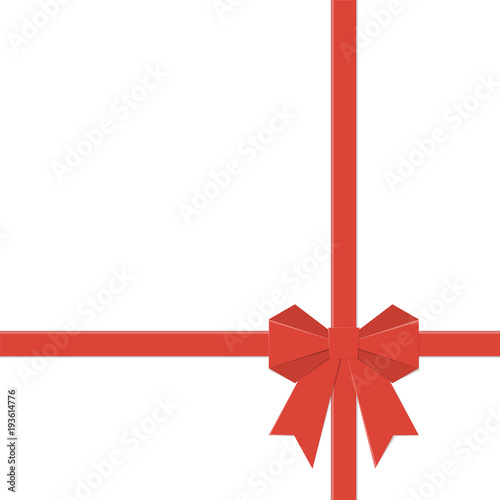 Red bow isolated on white background. Vector illustration flat d