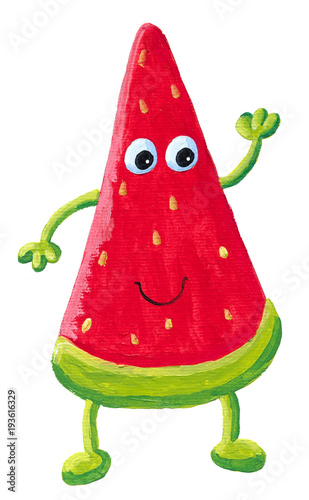 Cute happy wattermelon with face photo