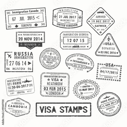 Visa stamps or passport signs of immigration photo