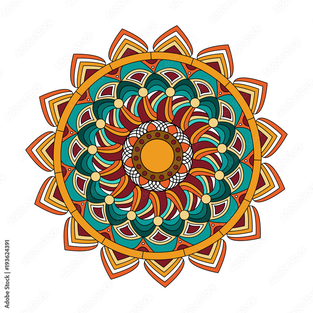 Vector illustration of a colored mandala, mandala colorato vettoriale Stock  Vector | Adobe Stock