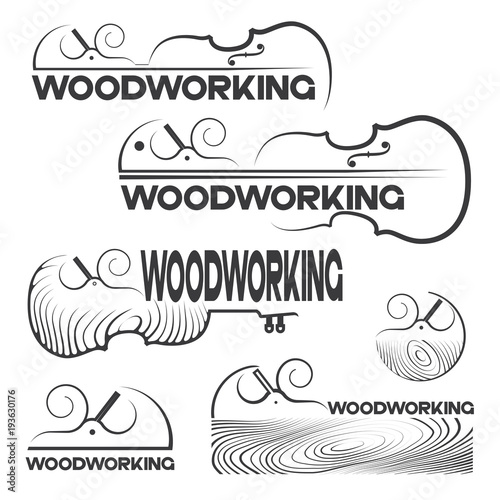 an illustration consisting of several images of a planer plowing tree and the inscription "woodworking