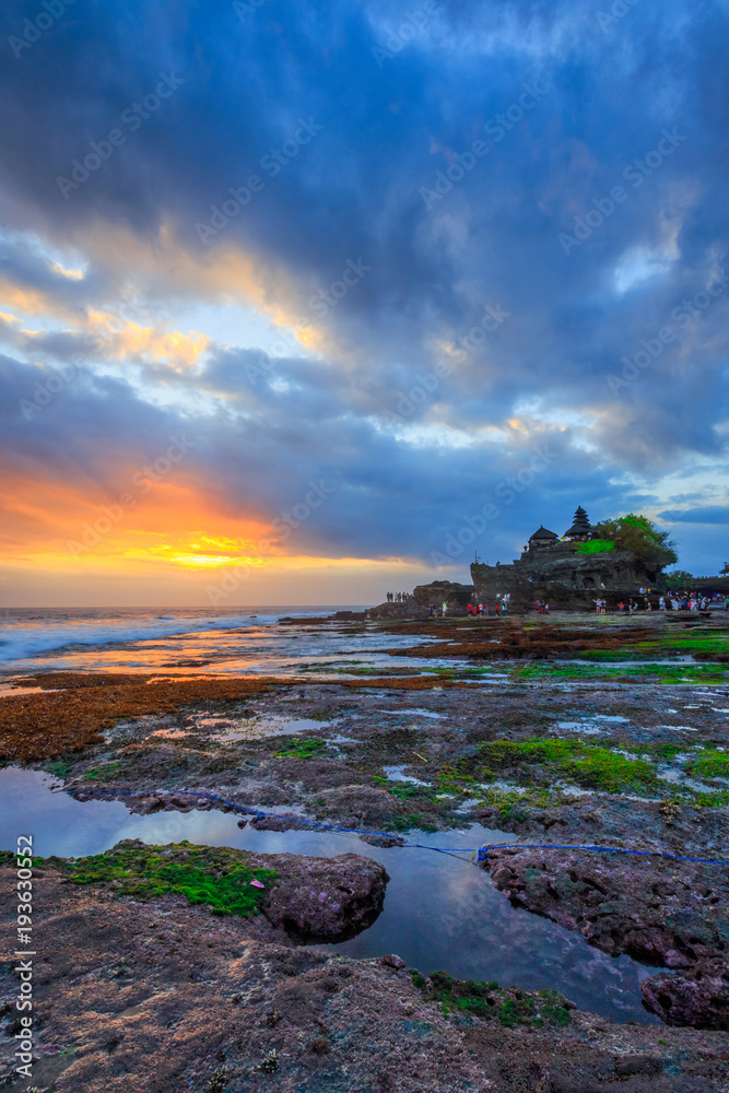 View of Hindu temple at Tanah Lot beach, Bali, Indonesia. This temple is one of the most popular destination in Bali.