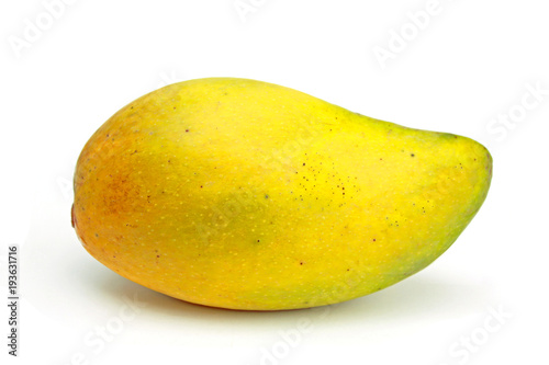 Mango split on a white background.