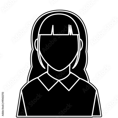 silhouette avatar woman with default face and blouse