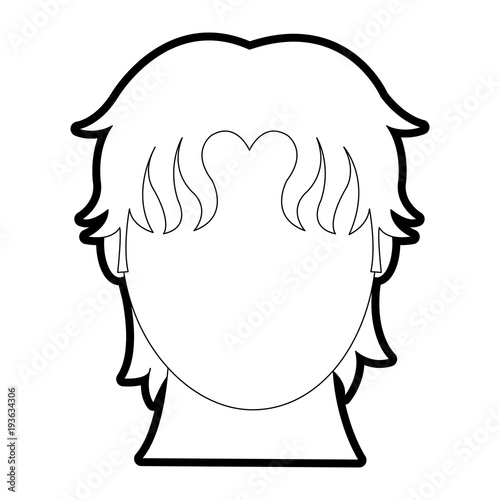outline avatar man head with hairstyle and default face
