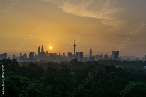 View of majestic sunrise at downtown Kuala Lumpur, Malaysia